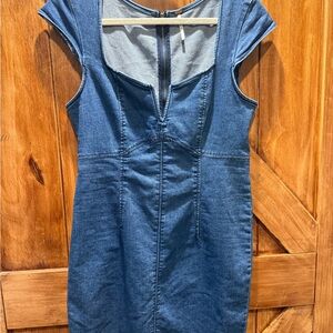 Free People Blue Denim Zip-Up Dress